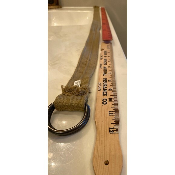 Belt Men’s Woven ? Cotton Dark Tan Distressed  D Ring Adjustable Casual Look - Picture 10 of 10